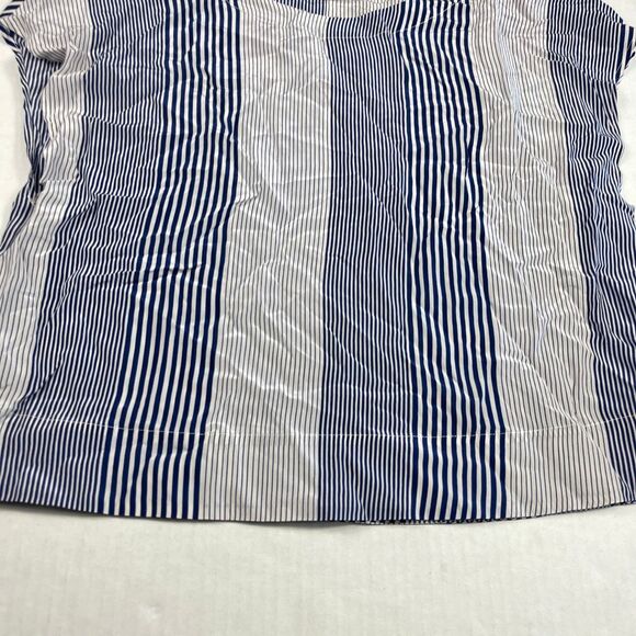 Lauren Gold Silk Blouse Striped Nautical Lightweight Top Short Sleeve Shirt S - Picture 2 of 10